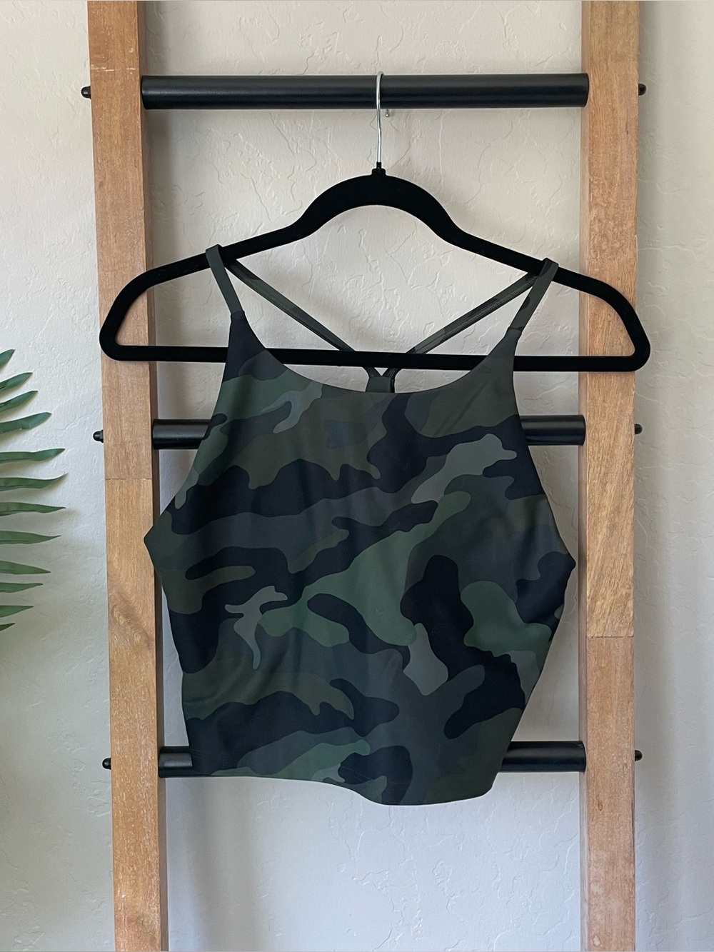 Old Navy Camo Strappy Crop Tank Top with Built in Bra
